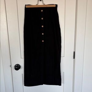 Zara Black Maxi Skirt with Front Buttons